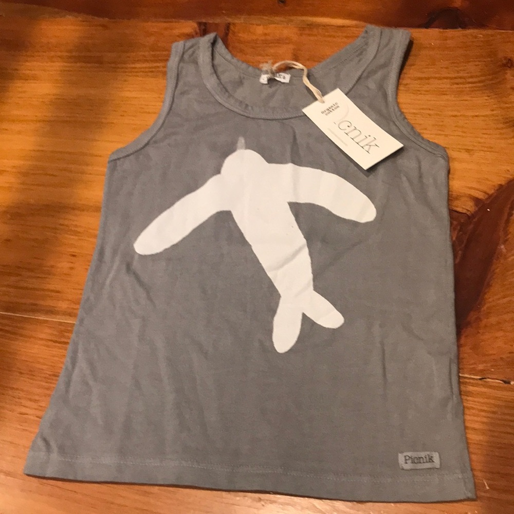 New! PICNIK 5T Unisex Gray Bird Silk Screen Printed Organic Tee